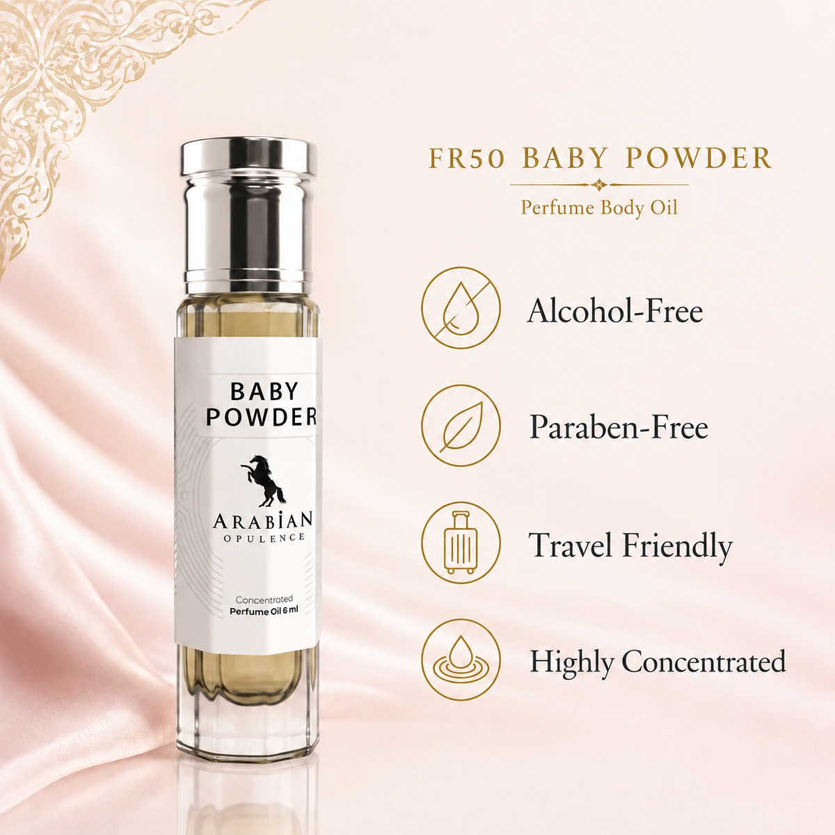 FR50 Baby Powder U Perfume Body Oil | Alcohol-Free | 15ml