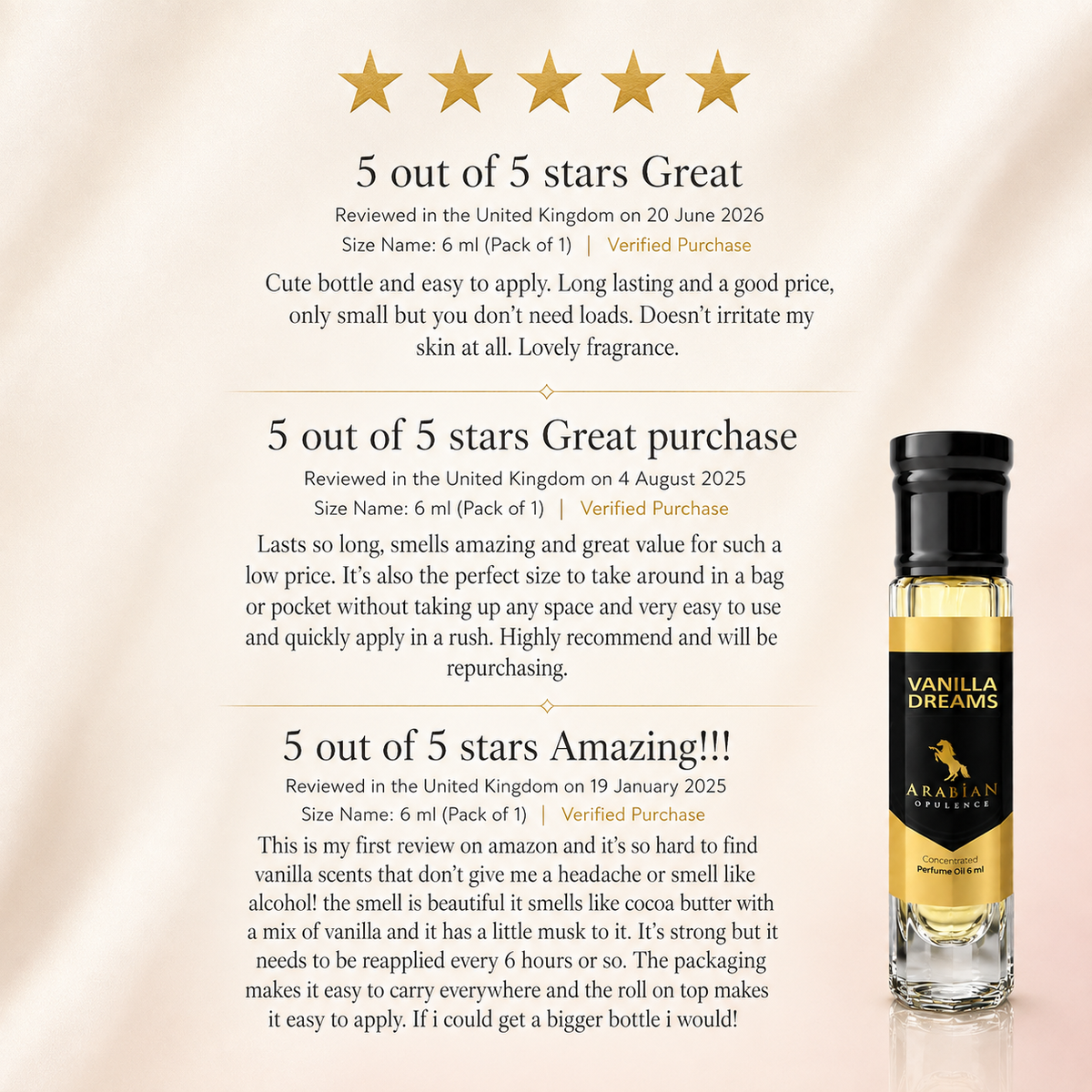 FR99 Vanilla Dreams Perfume Body Oil | Alcohol-Free | 6ml, 15ml